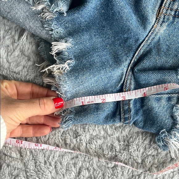 VTG 80S/90S GITANO medium wash blue Denim Frayed Hem Women's high rise cut off S - Picture 6 of 7